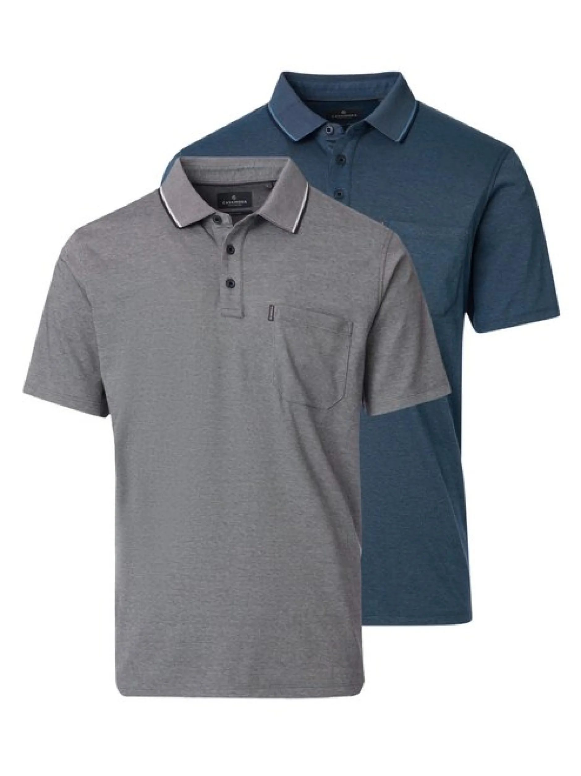 CASAMODA Herren Poloshirts im 2er-Pack in grau