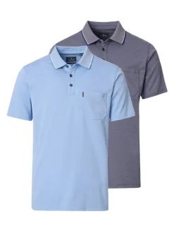 CASAMODA Herren Poloshirts im 2er-Pack in hellblau