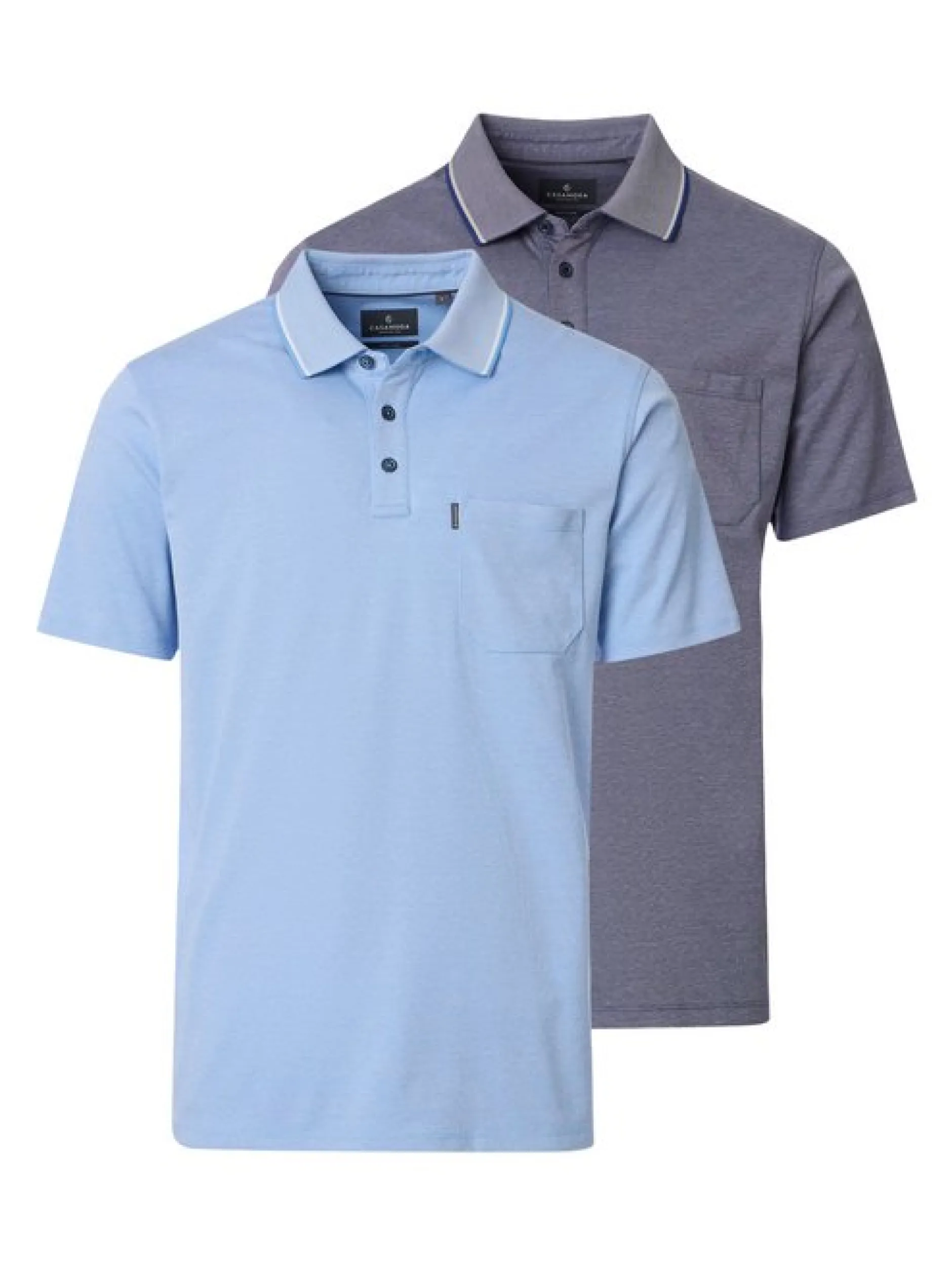 CASAMODA Herren Poloshirts im 2er-Pack in hellblau