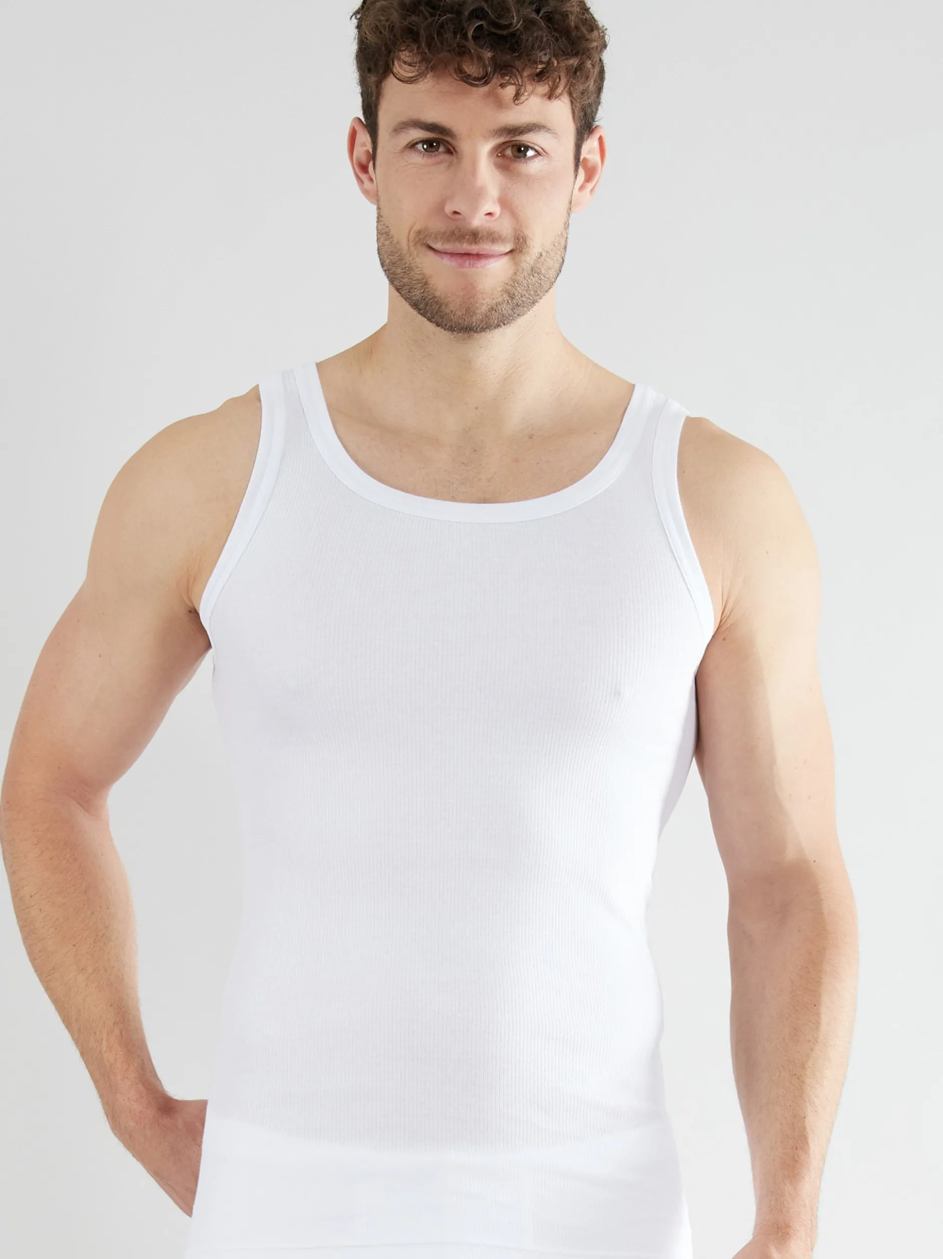 Ceceba Herren Tanktop - Classic Double Rib in weiß