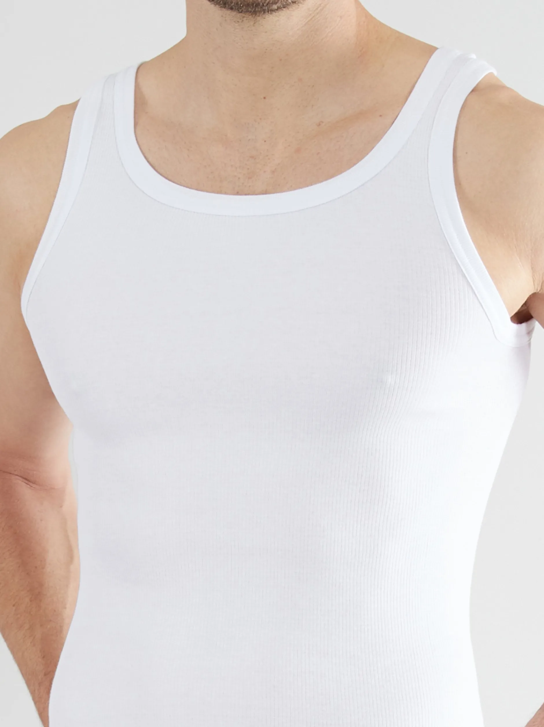 Ceceba Herren Tanktop - Classic Double Rib in weiß