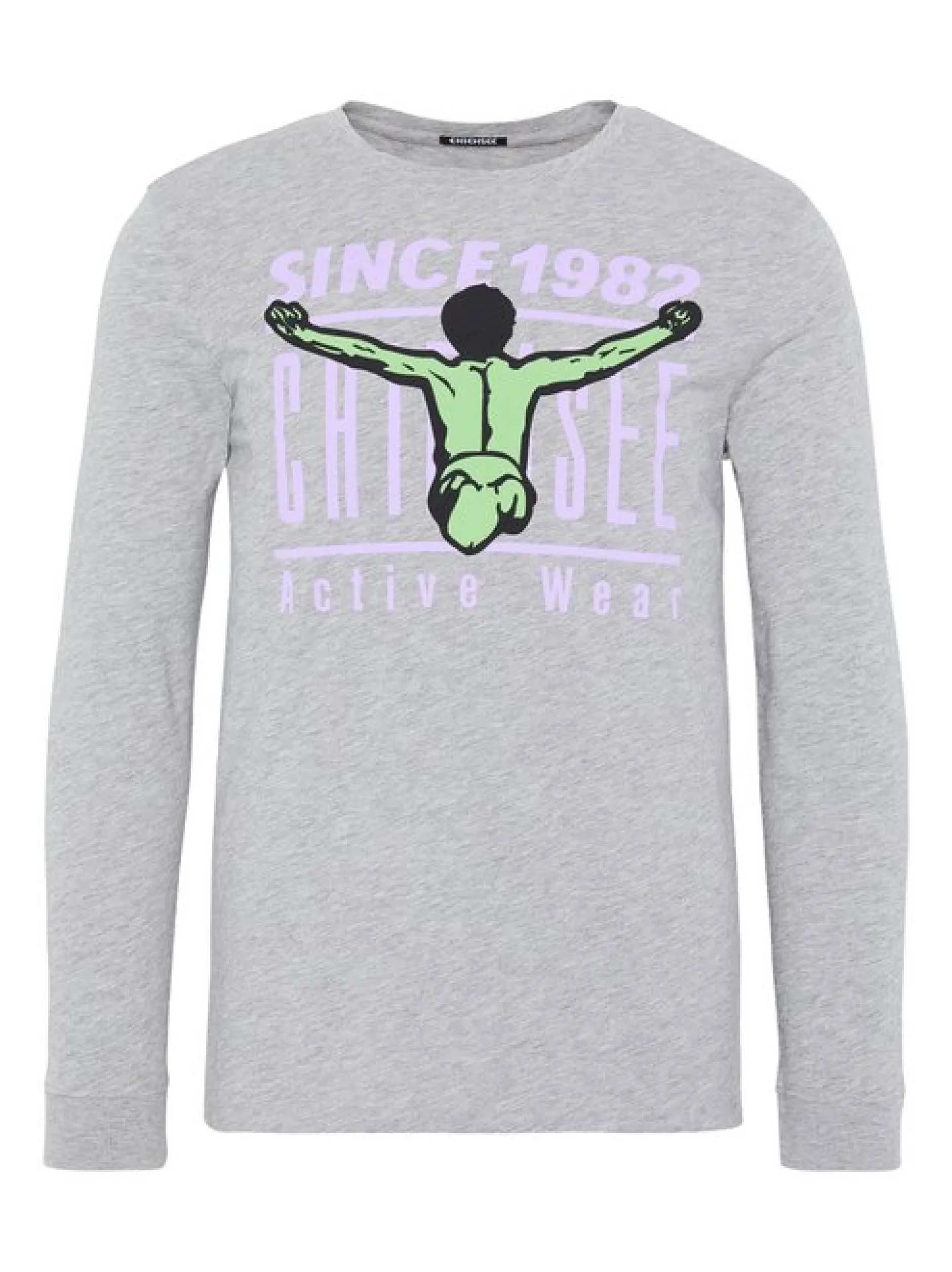 Chiemsee Longsleeve in grau - Ausschnitt: Rundhals