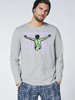 Chiemsee Longsleeve in grau - Ausschnitt: Rundhals