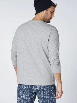 Chiemsee Longsleeve in grau - Ausschnitt: Rundhals