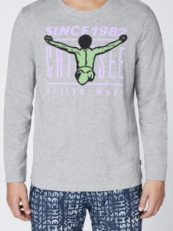 Chiemsee Longsleeve in grau - Ausschnitt: Rundhals