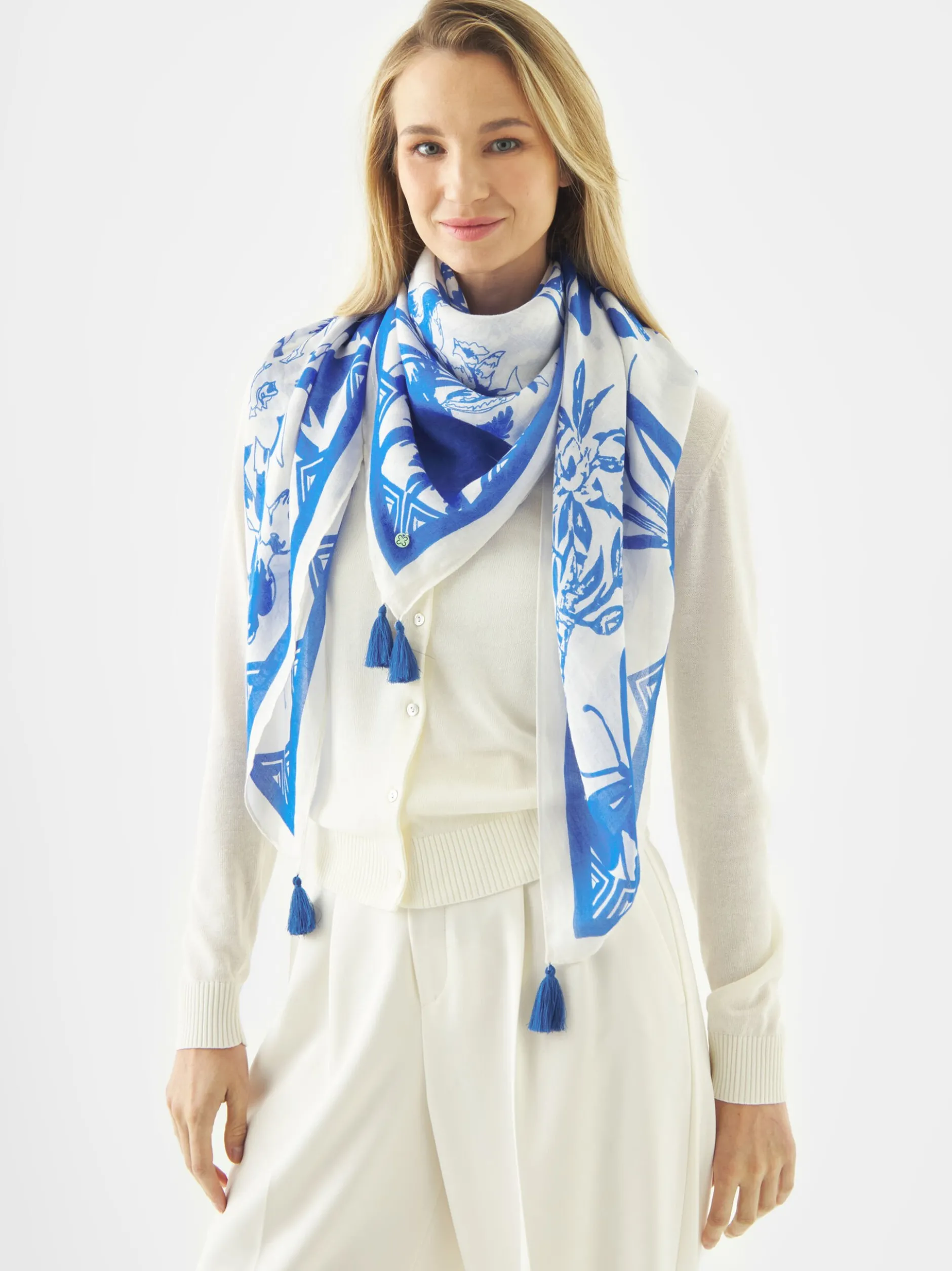 Codello Damen Tuch in weiß blau