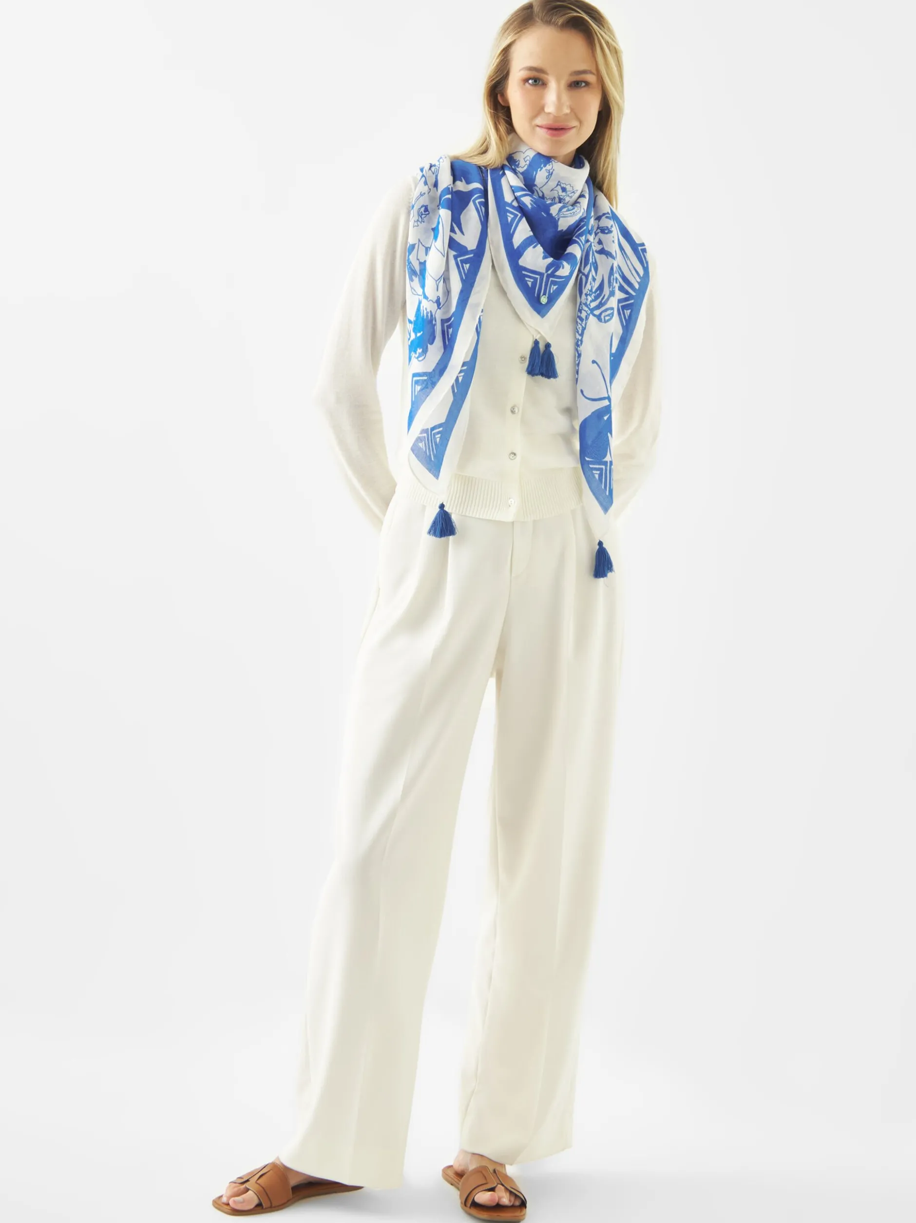 Codello Damen Tuch in weiß blau