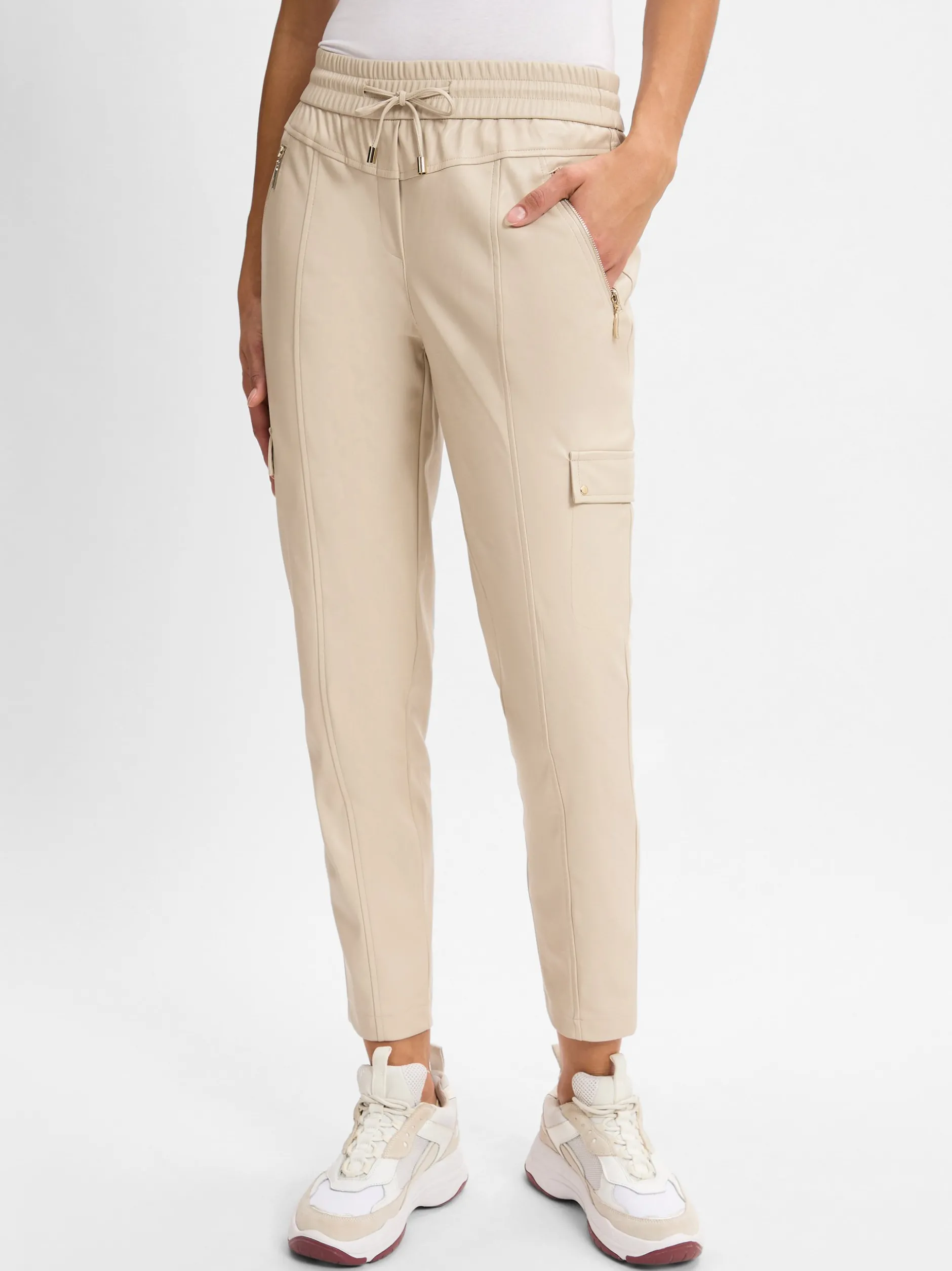 comma Damen Hose in beige - Länge: verkürzt