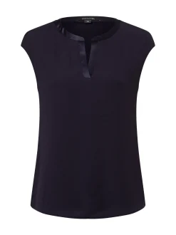 comma Damen Shirt in marine - Ausschnitt: V-Ausschnitt