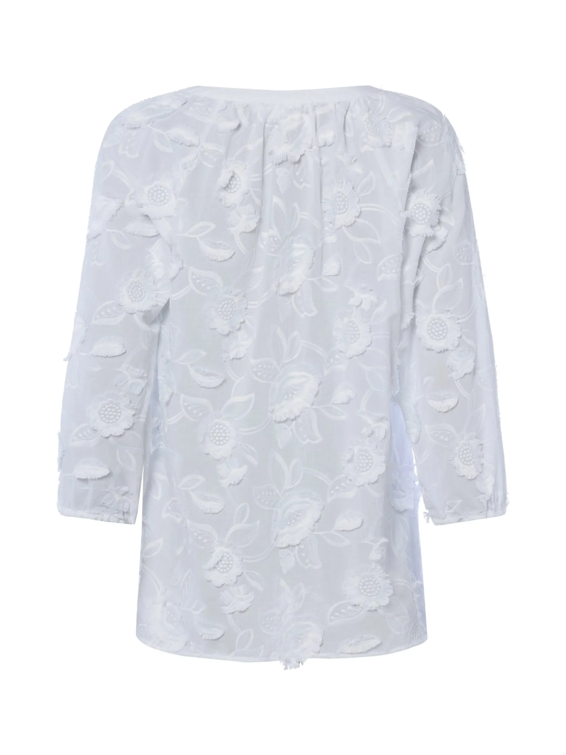 comma Damen Spitzenbluse in weiß - Ärmel: 3/4 Arm