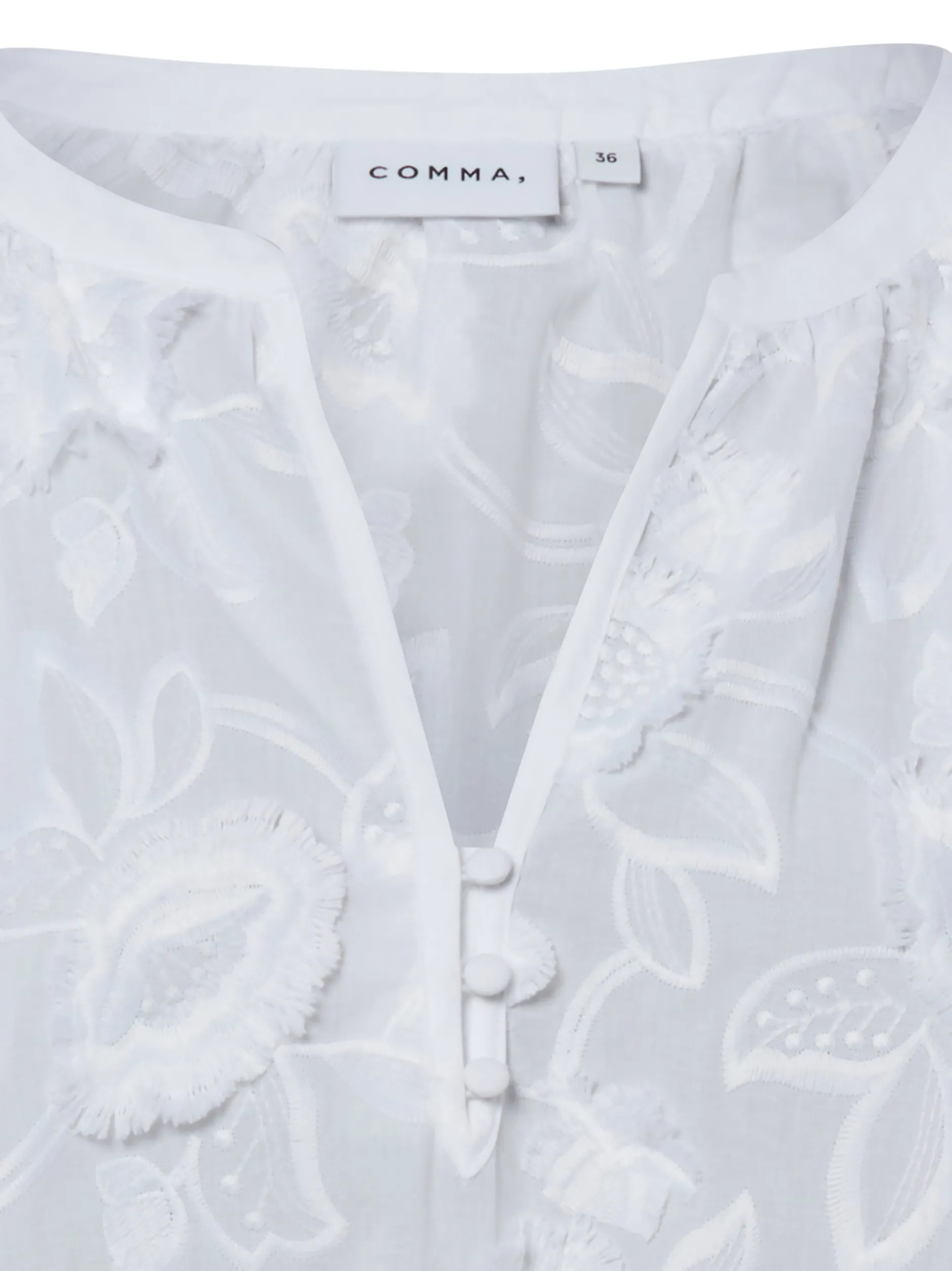 comma Damen Spitzenbluse in weiß - Ärmel: 3/4 Arm