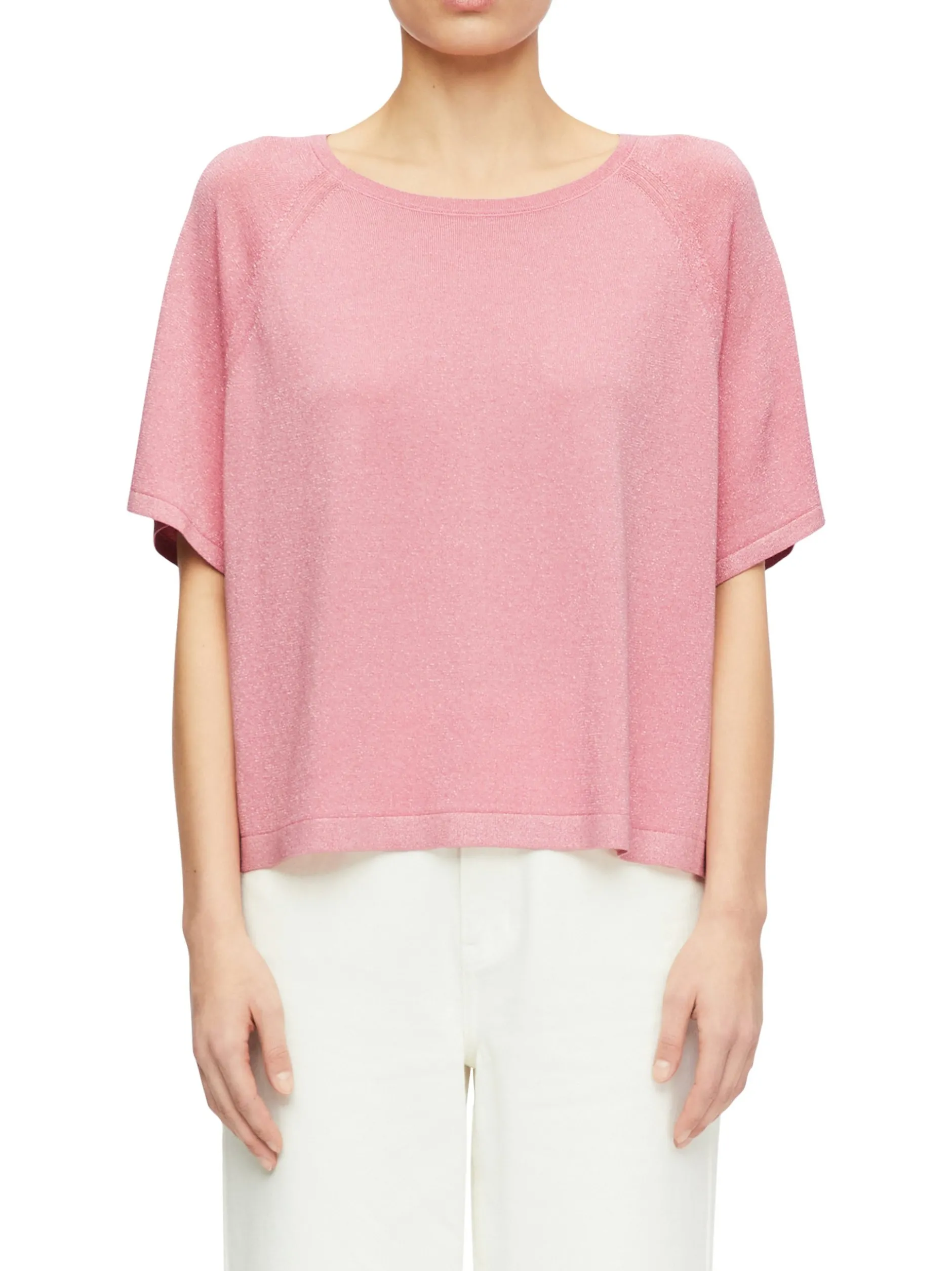 comma Damen Strickshirt in rosa silber - Ärmel: kurzarm