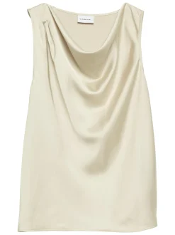 comma Damen Top in beige - Ausschnitt: Wasserfall