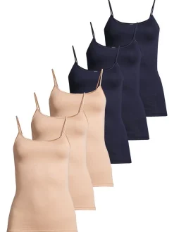 con-ta Damen Spaghetti Top - 6er Pack Modal in blau