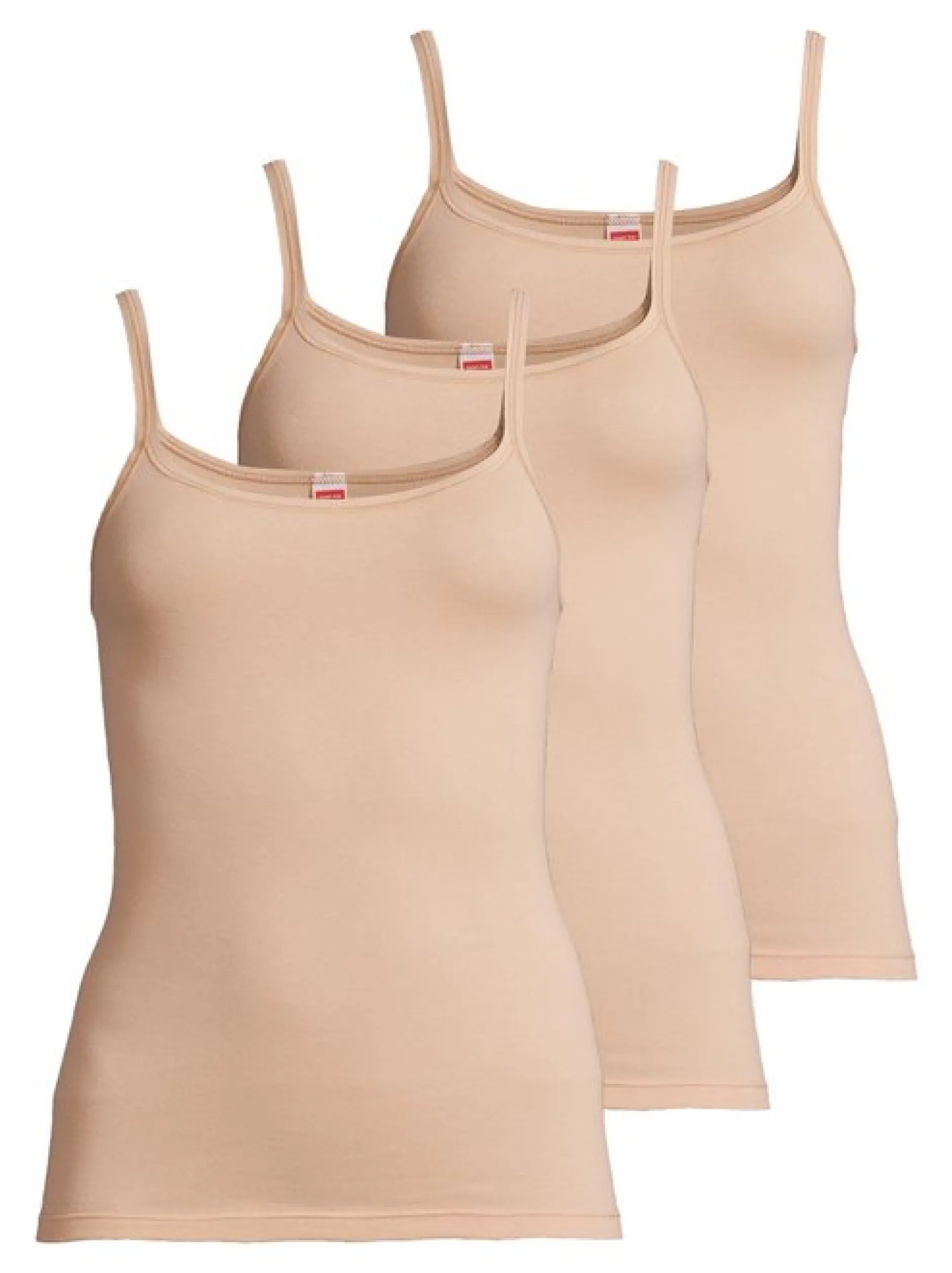 con-ta Damen Unterhemd - 3er Pack Feinripp in beige