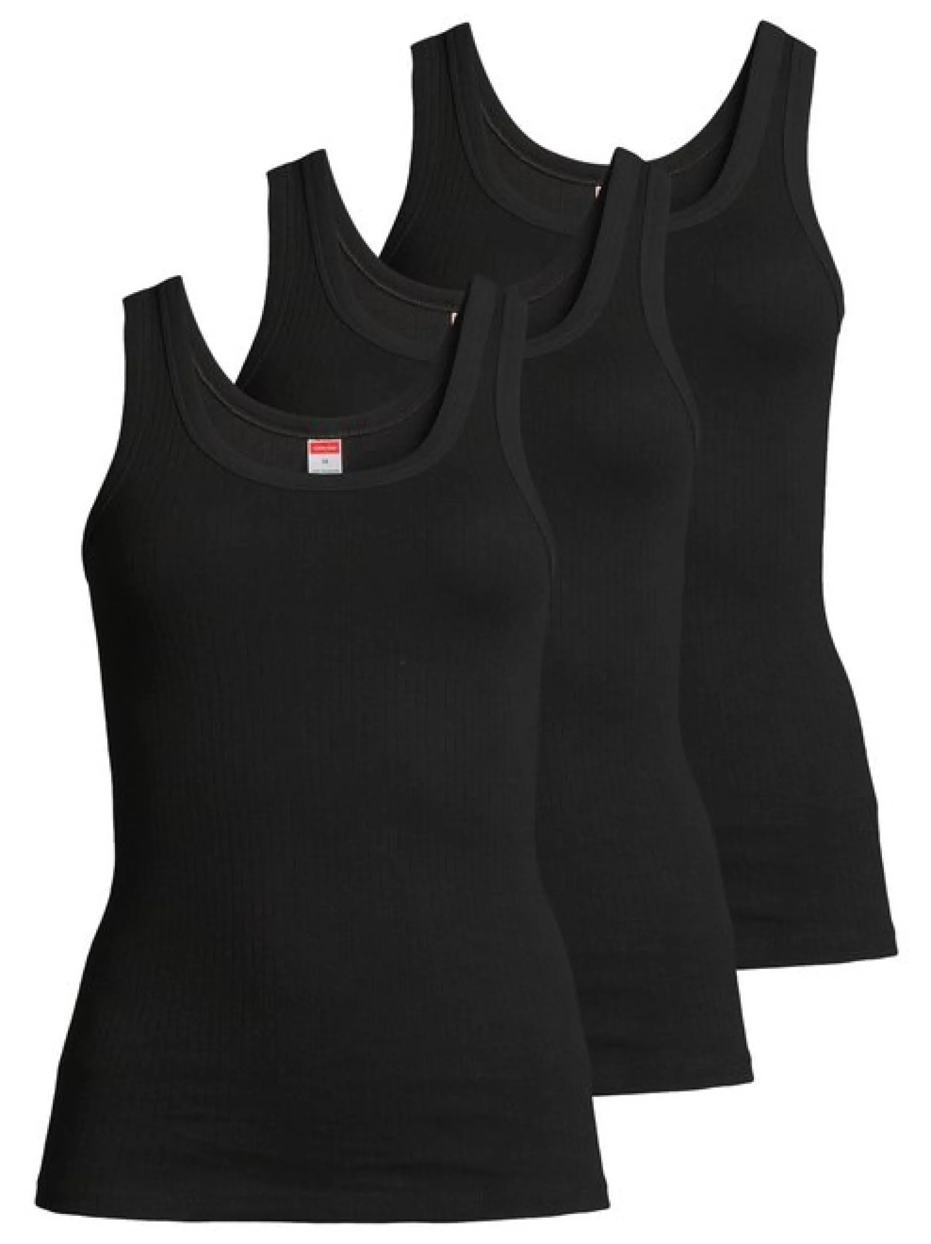 con-ta Damen Unterhemd - 3er Pack Feinripp in schwarz