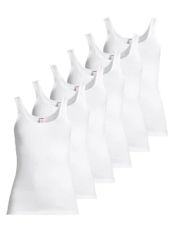 con-ta Damen Unterhemd - 6er Pack Feinripp in weiß