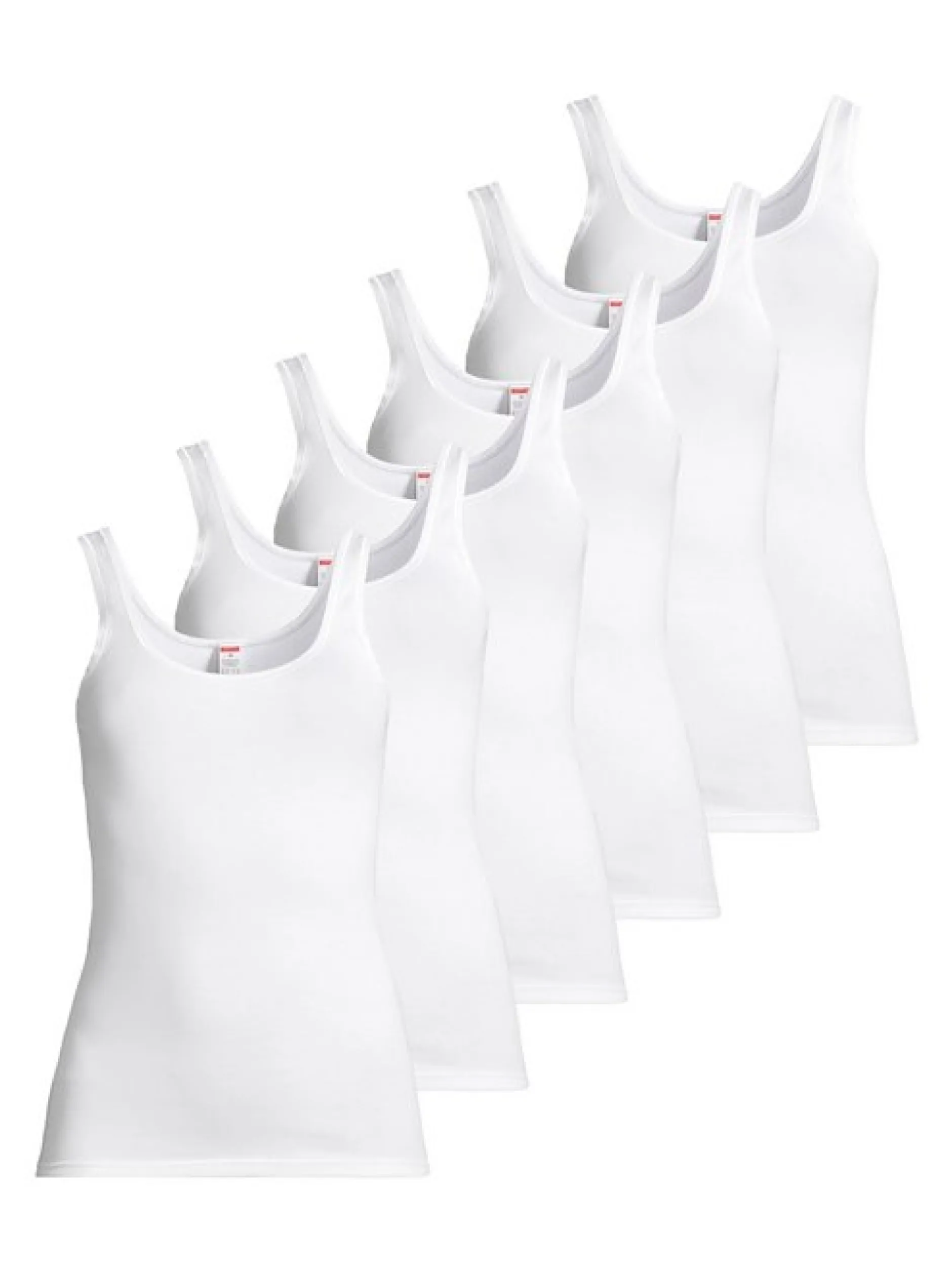 con-ta Damen Unterhemd - 6er Pack Feinripp in weiß