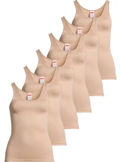 con-ta Damen Unterhemd - 6er Pack Modal in beige