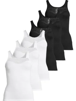 con-ta Damen Unterhemd - 6er Pack Modal in schwarz