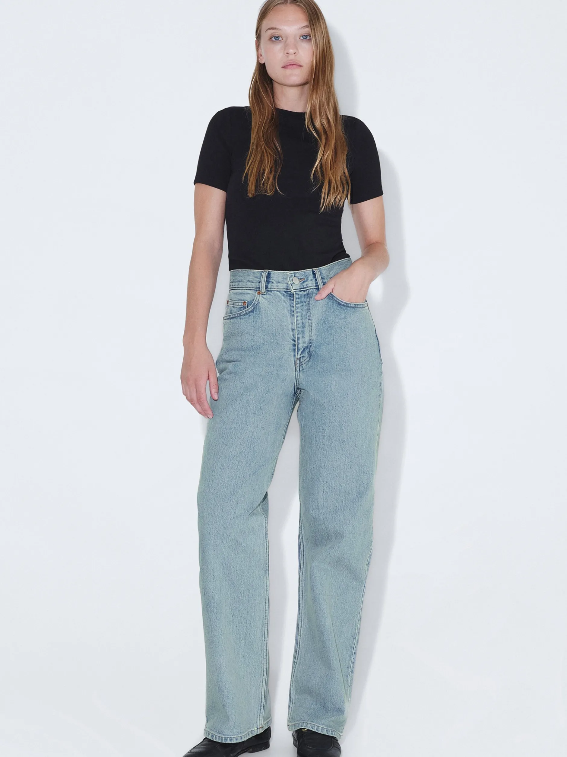 Dr. Denim Damen Jeans – Echo High Straight in light stone