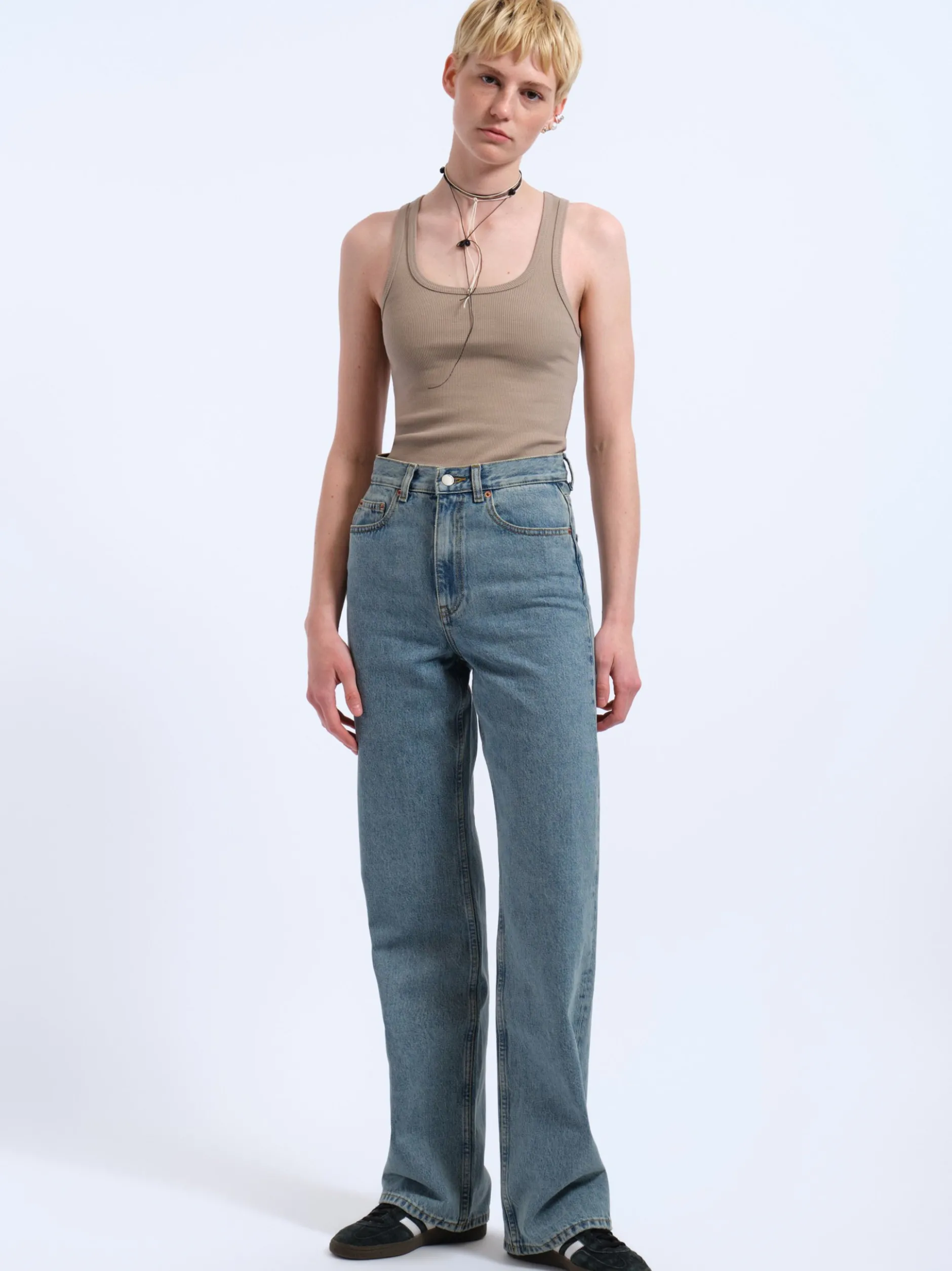 Dr. Denim Damen Jeans – Echo High Straight in light stone