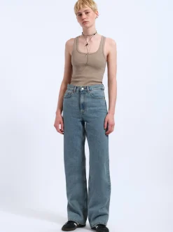 Dr. Denim Damen Jeans – Echo High Straight in light stone