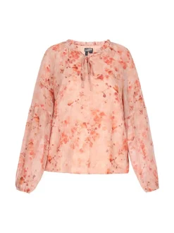 Dreimaster Damen Bluse in aprikot - Ausschnitt: Rundhals