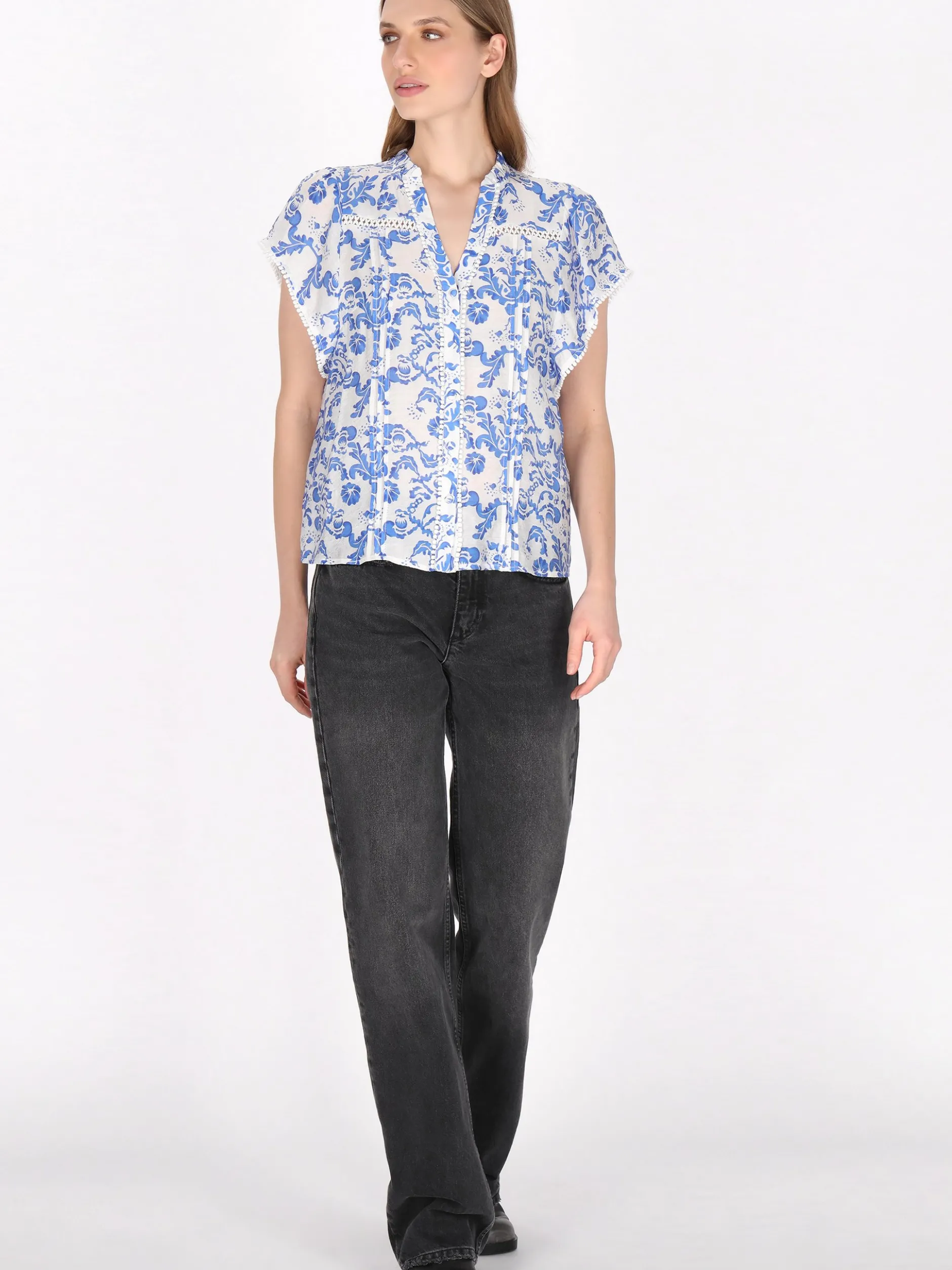 Dreimaster Damen Bluse in blau