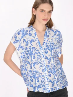 Dreimaster Damen Bluse in blau