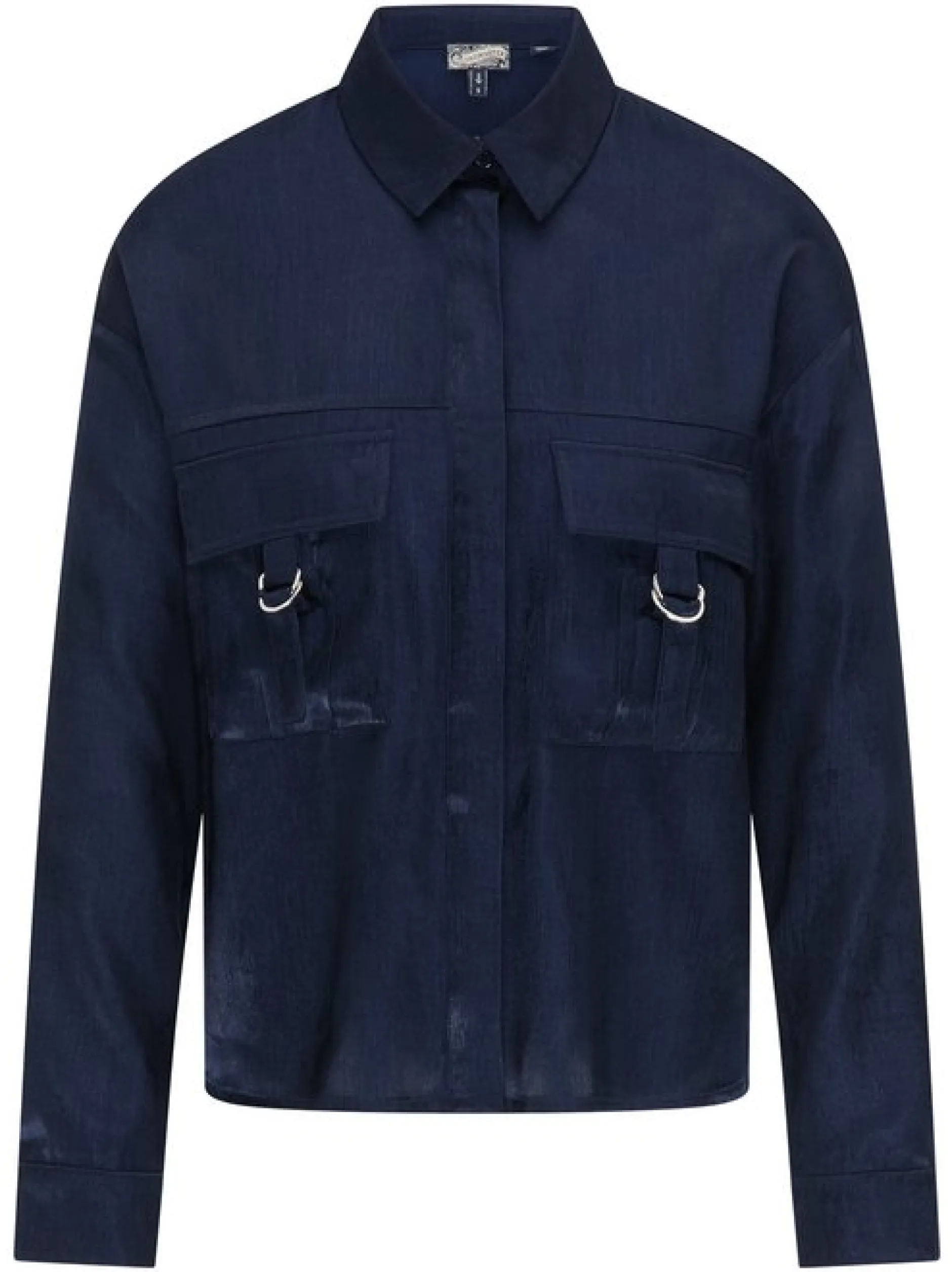 Dreimaster Damen Bluse in marine - Ausschnitt: Envelope
