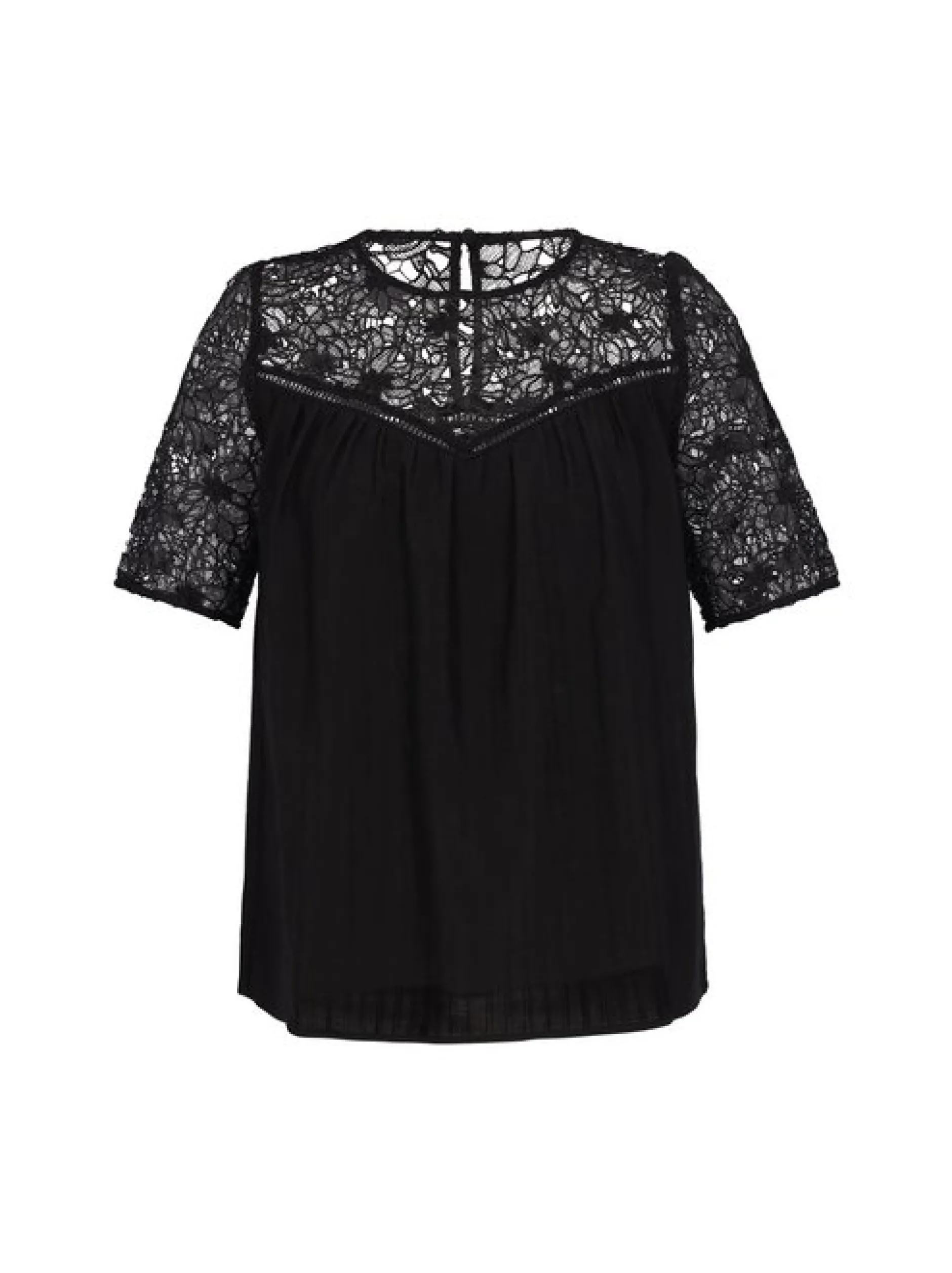 Dreimaster Damen Bluse in schwarz - Ausschnitt: Rundhals