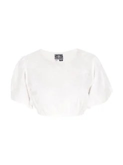 Dreimaster Damen Bluse in weiß - Ausschnitt: Rundhals