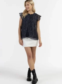 Dreimaster Damen Blusenshirt mit Rüschenärmeln in schwarz