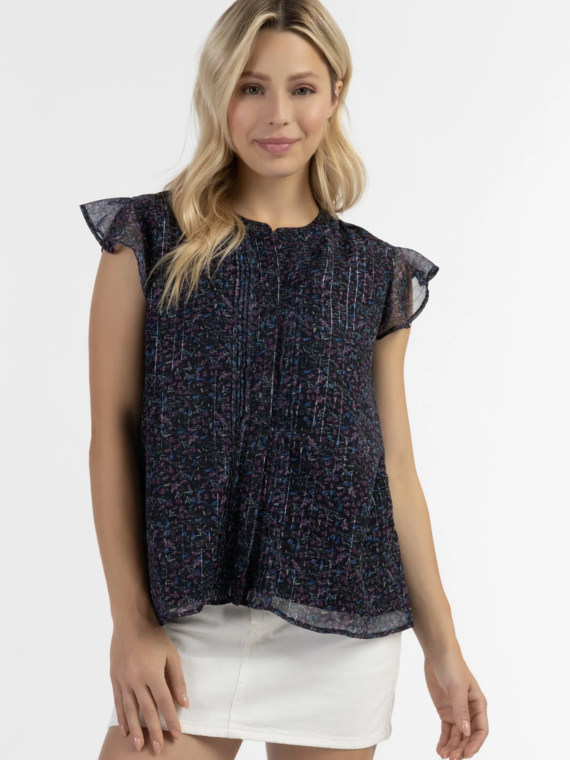 Dreimaster Damen Blusenshirt mit Rüschenärmeln in schwarz