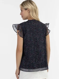 Dreimaster Damen Blusenshirt mit Rüschenärmeln in schwarz