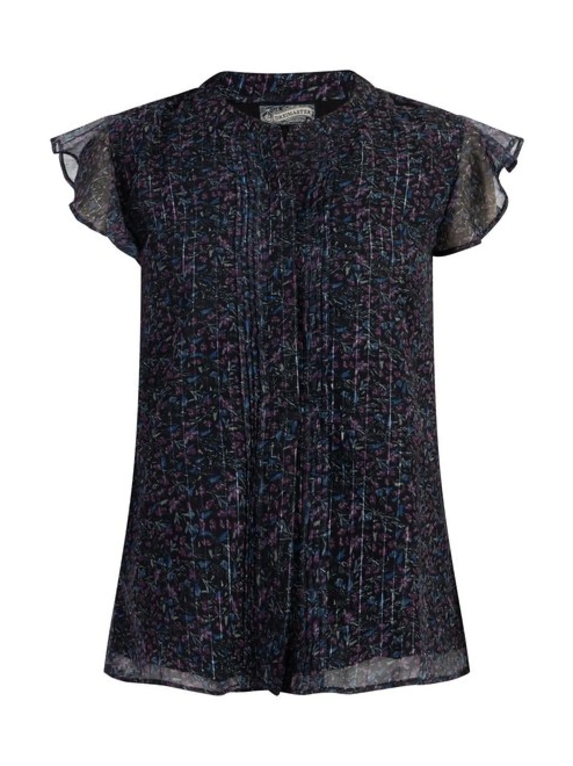 Dreimaster Damen Blusenshirt mit Rüschenärmeln in schwarz