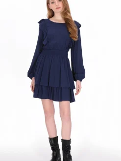 Dreimaster Damen Kleid in blau - Ausschnitt: Rundhals
