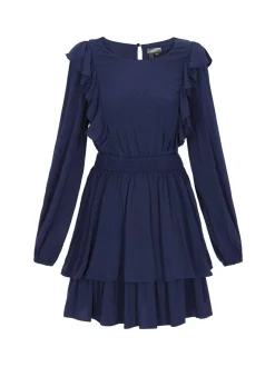 Dreimaster Damen Kleid in blau - Ausschnitt: Rundhals