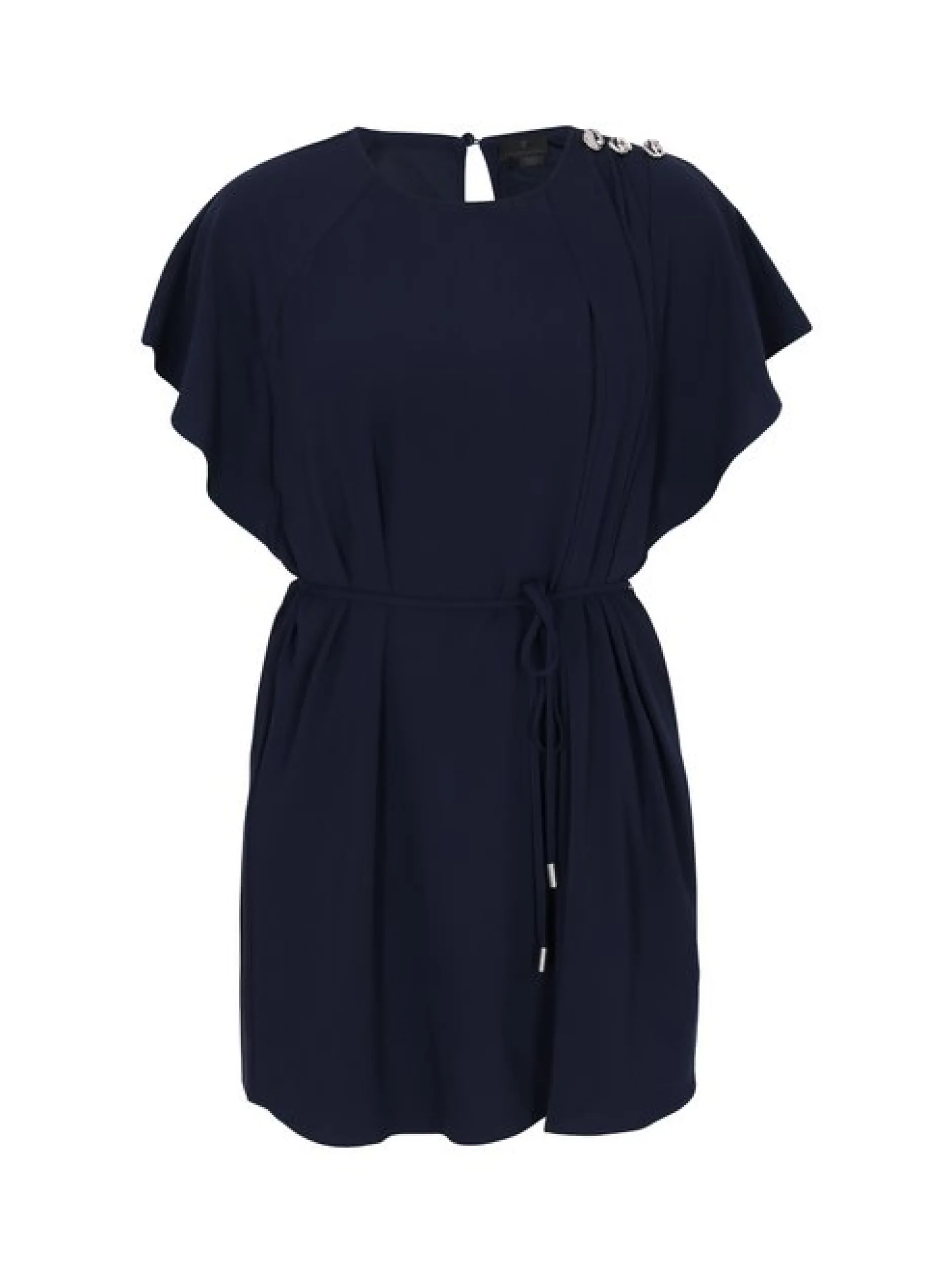 Dreimaster Damen Kleid in blau - Ausschnitt: Rundhals