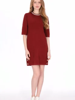 Dreimaster Damen Kleid in rot - Ausschnitt: Rundhals