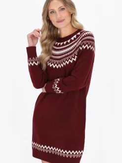 Dreimaster Damen Kleid in rot - Ausschnitt: Rundhals