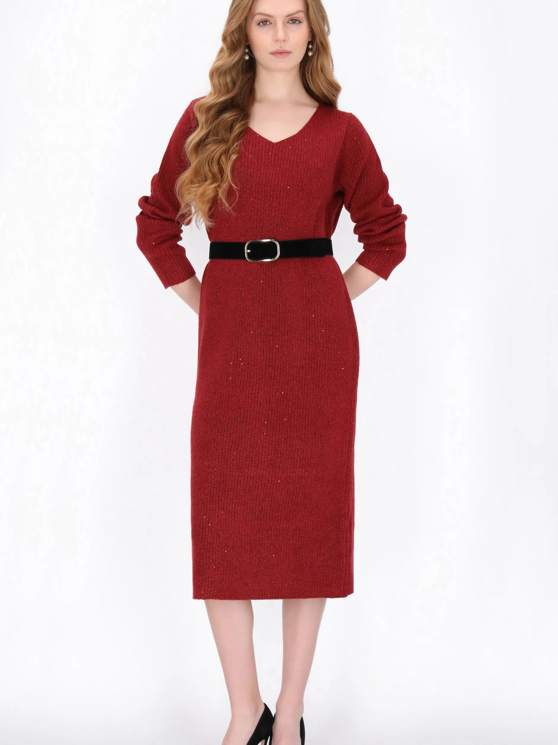 Dreimaster Damen Kleid in rot - Länge: mittel