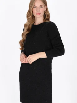 Dreimaster Damen Kleid in schwarz - Ausschnitt: Rundhals