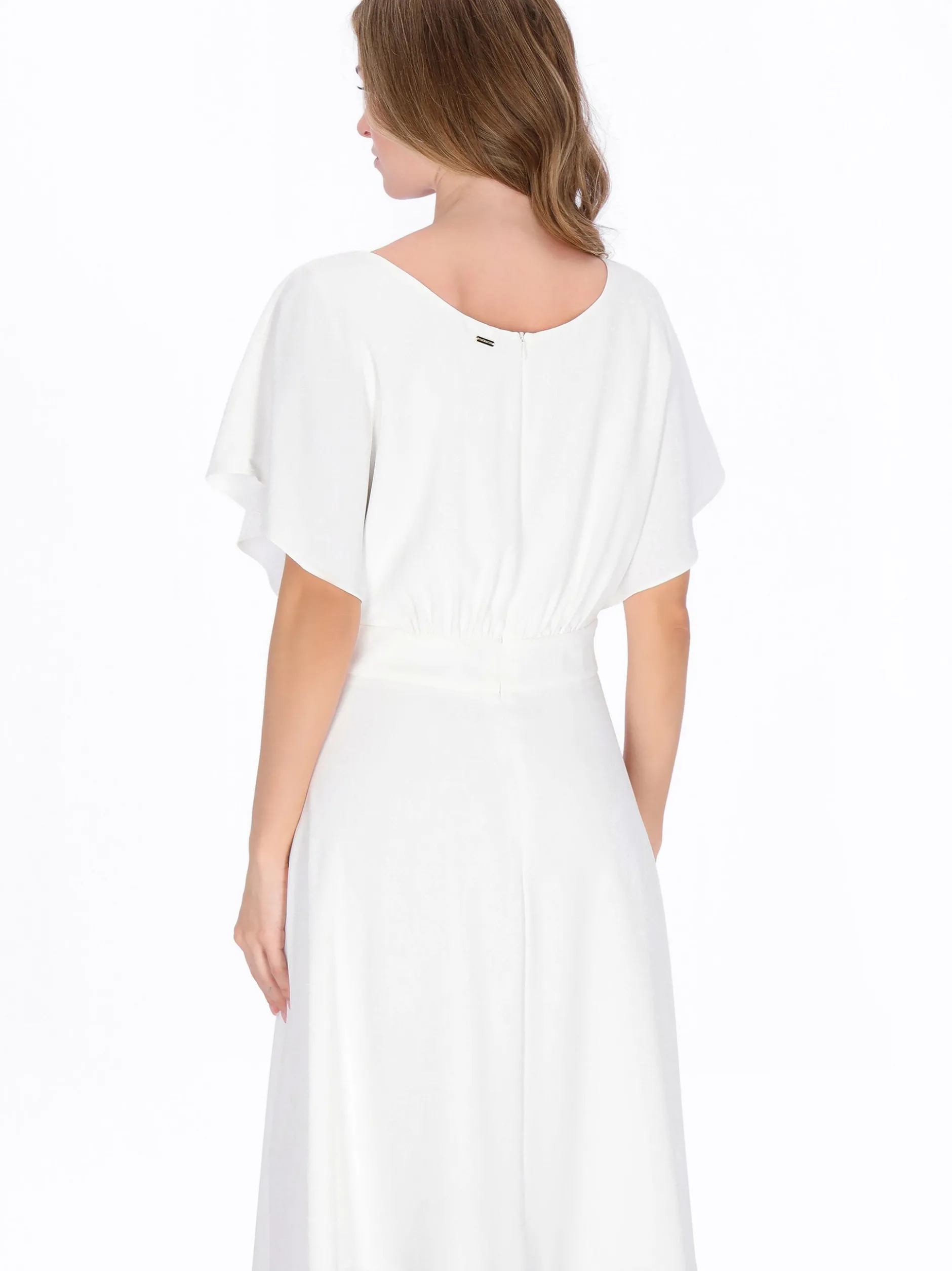 Dreimaster Damen Kleid in weiß - Ausschnitt: Rundhals