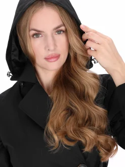 Dreimaster Damen Mantel in schwarz