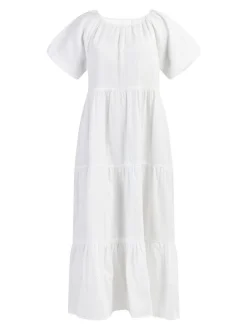 Dreimaster Damen Maxikleid in weiß - Länge: mittel