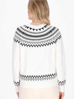 Dreimaster Damen Pullover in weiß - Ausschnitt: Rundhals