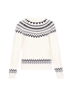 Dreimaster Damen Pullover in weiß - Ausschnitt: Rundhals