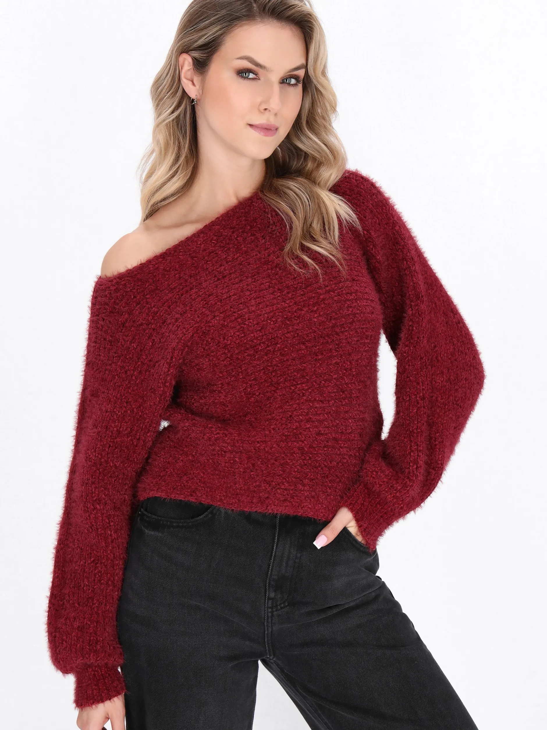 Dreimaster Damen Pullover in bordeaux
